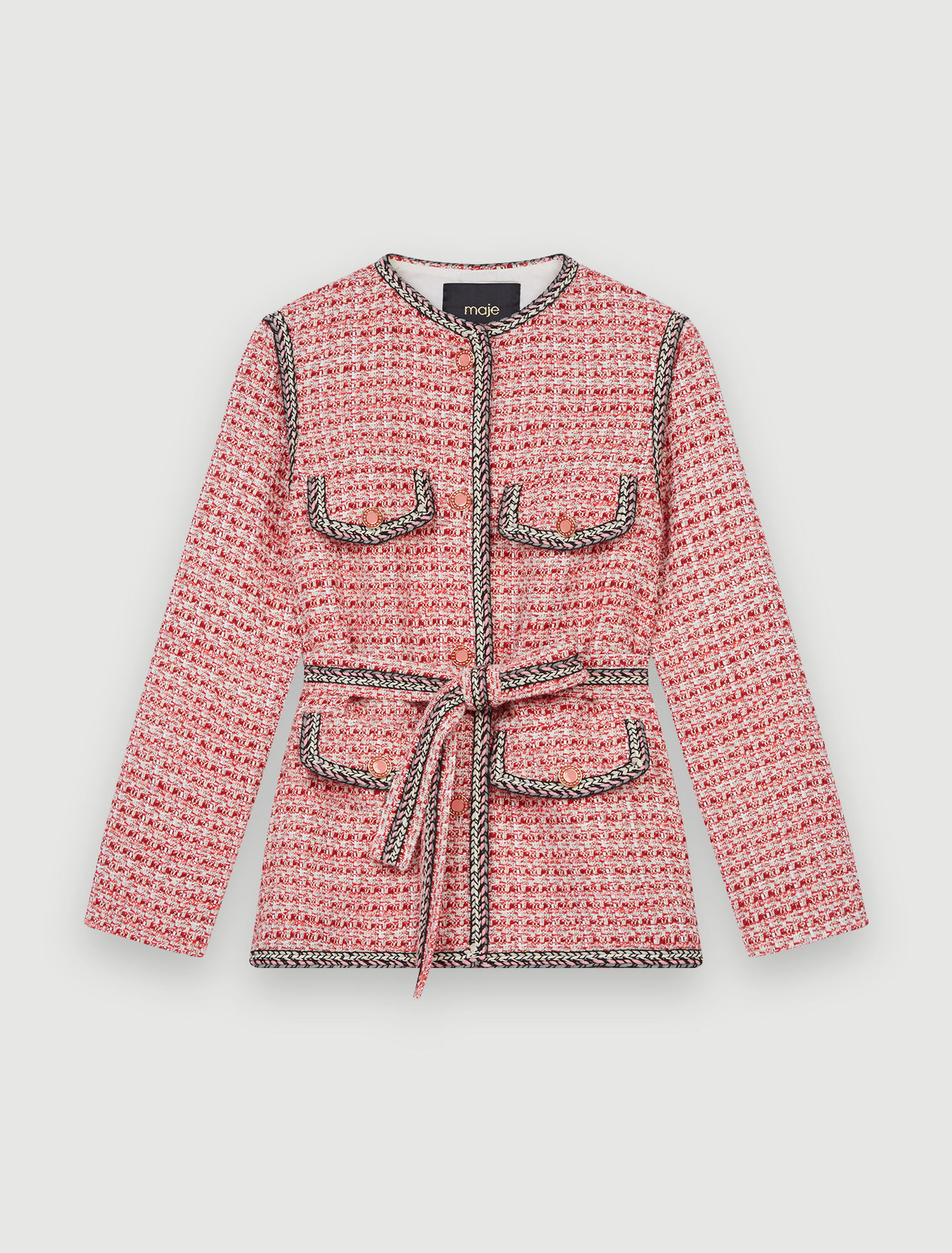 Giacca in tweed con trecce etniche