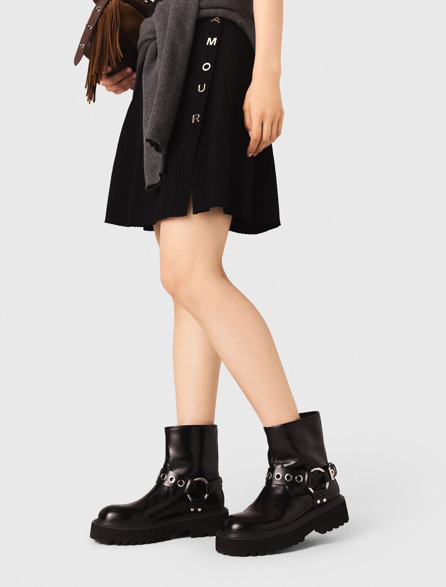 Stivaletto biker in pelle