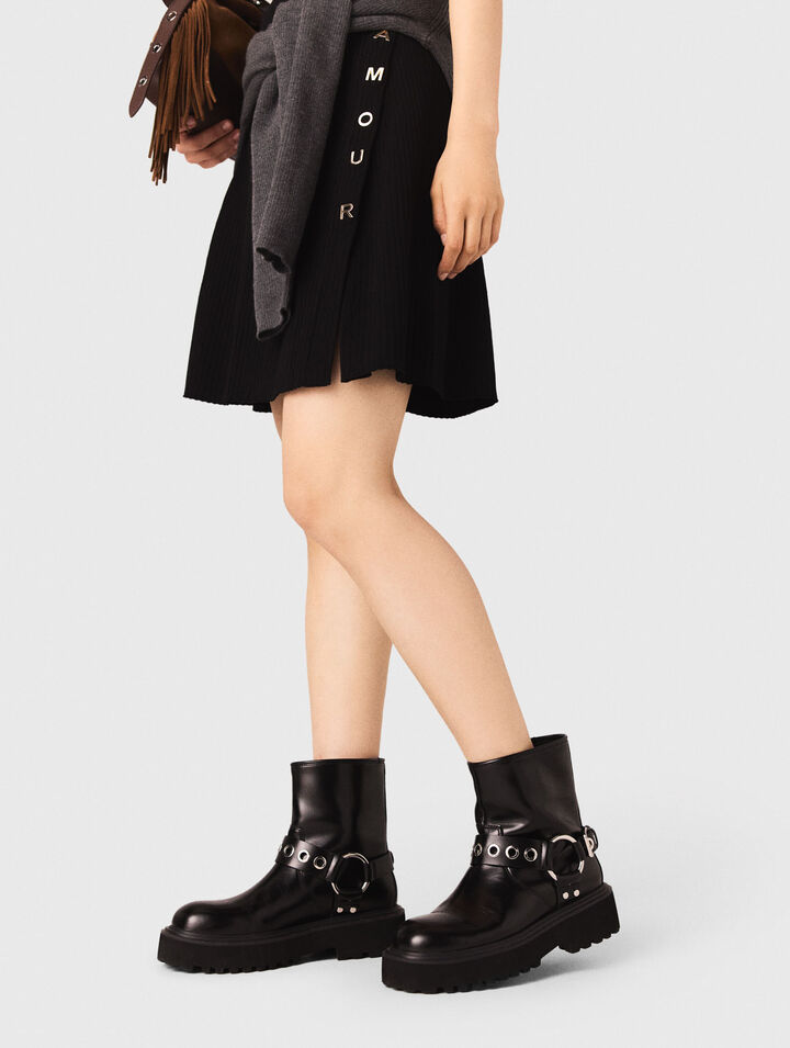 Stivaletto biker in pelle