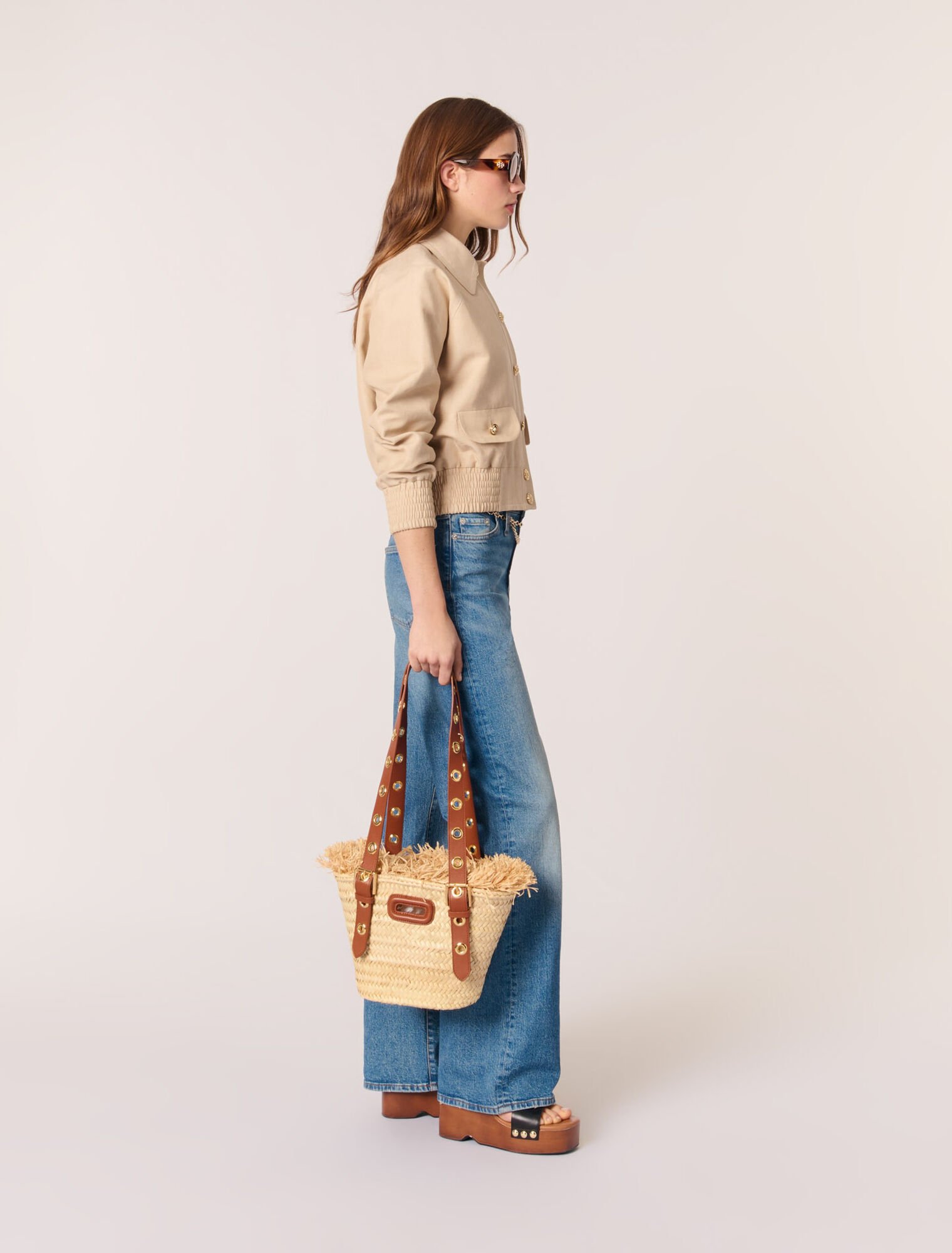 Giubbotto bomber in lino e cotone