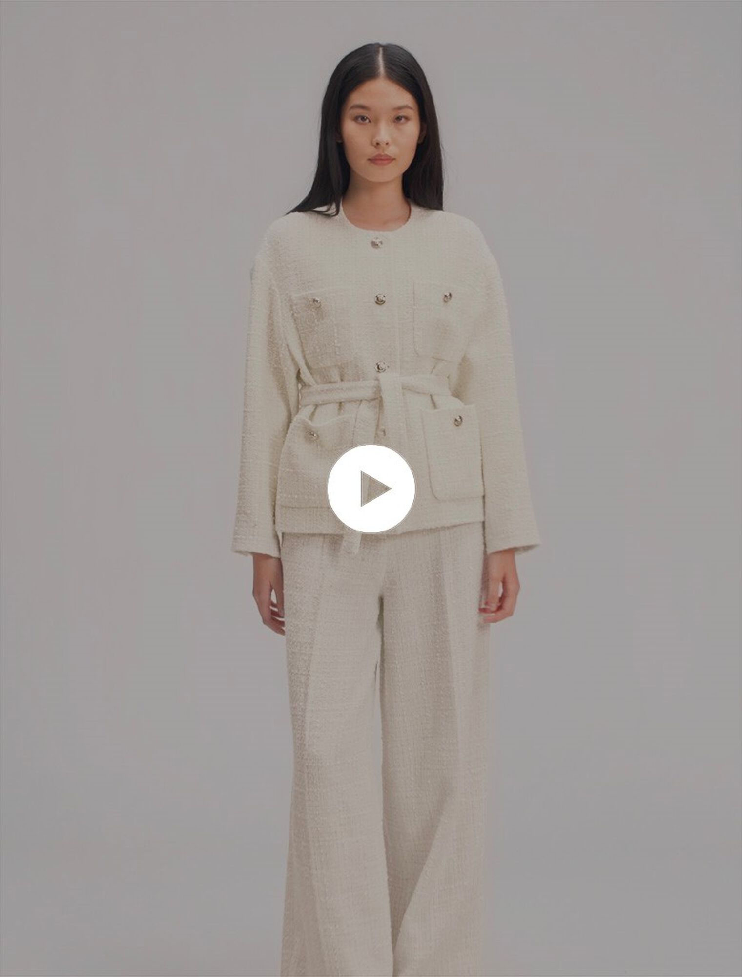 Giacca con cintura in tweed