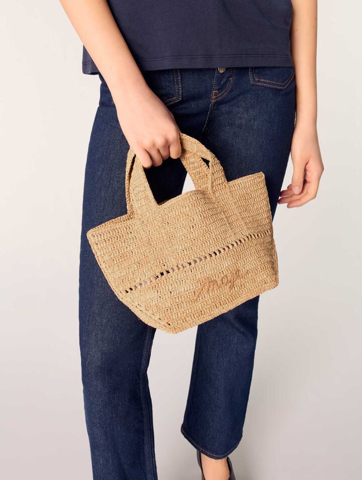 Mini shopping bag in rafia naturale
