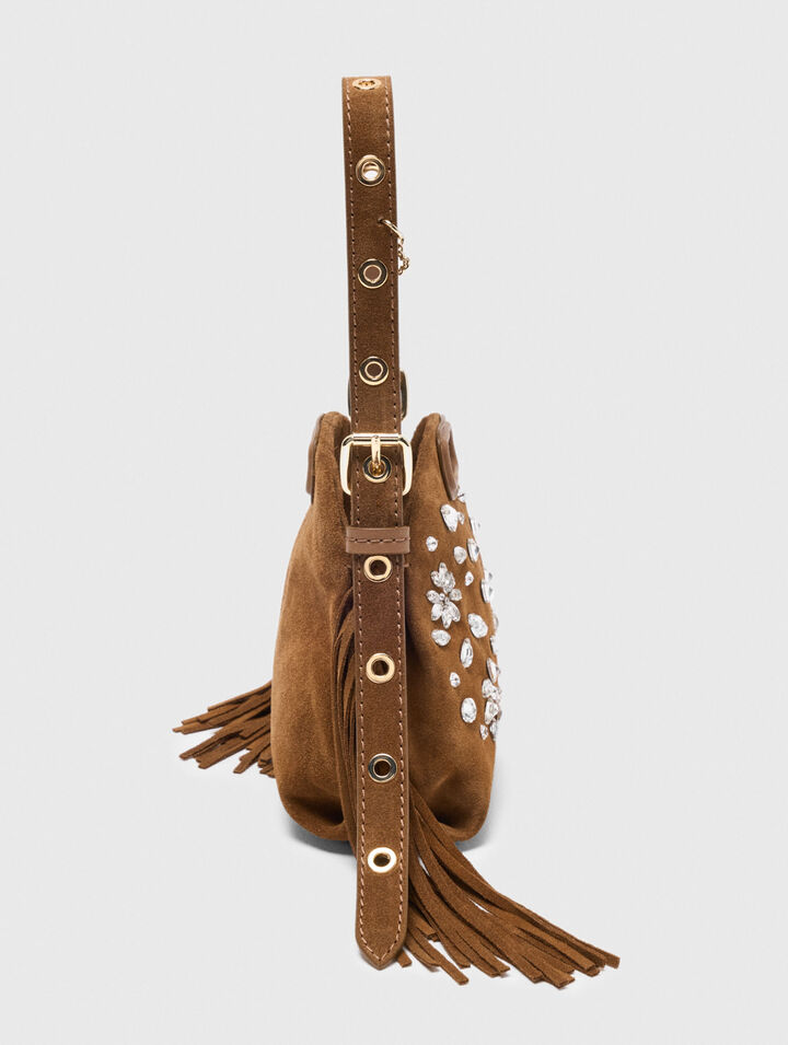 Borsa Miss M in micro suede con strass