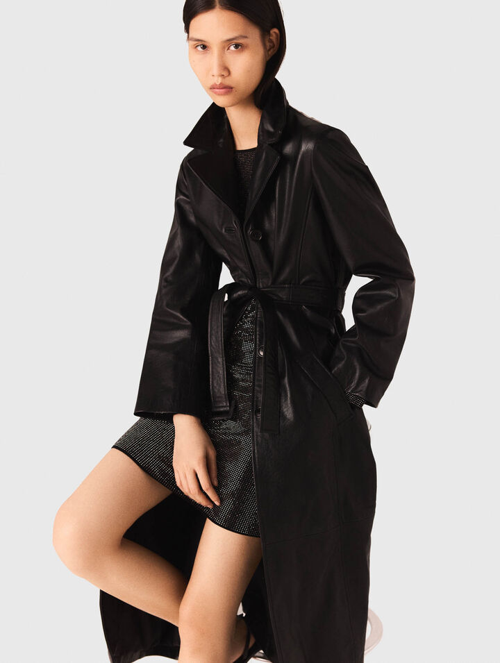 Trench lungo in pelle