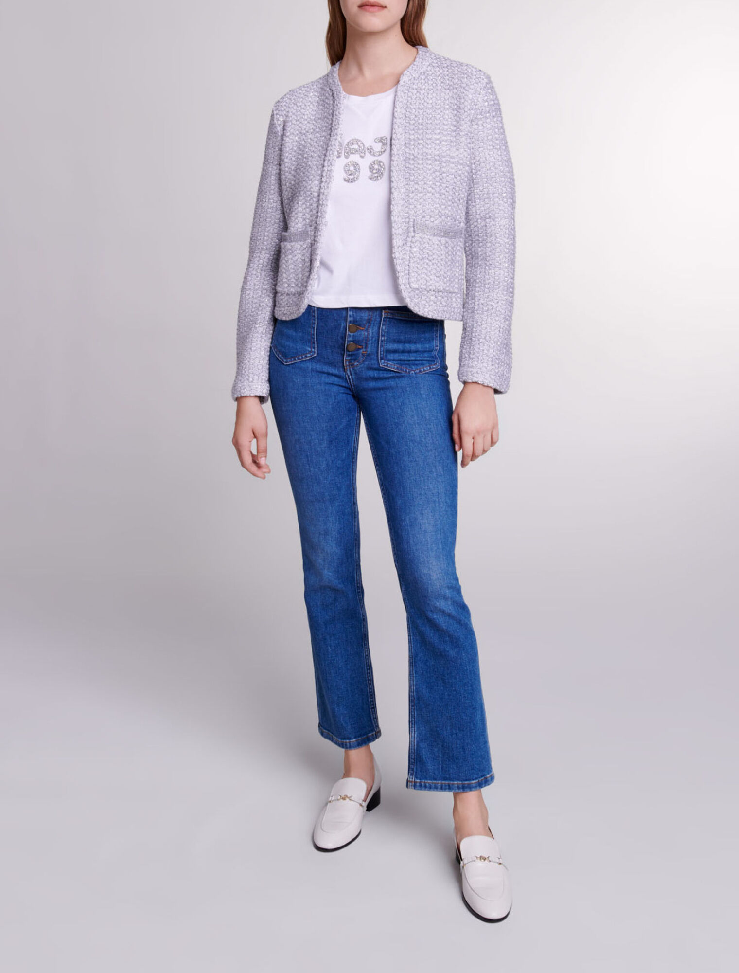 Cardigan in maglia effetto tweed
