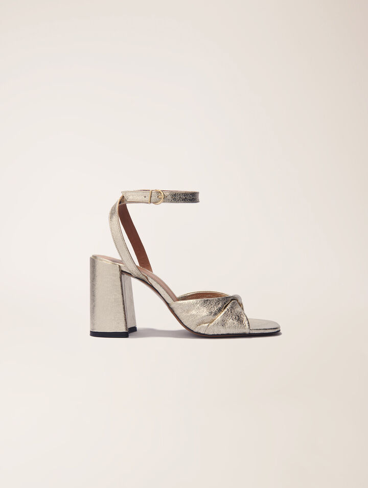 Sandali pelle metallizzata tacco