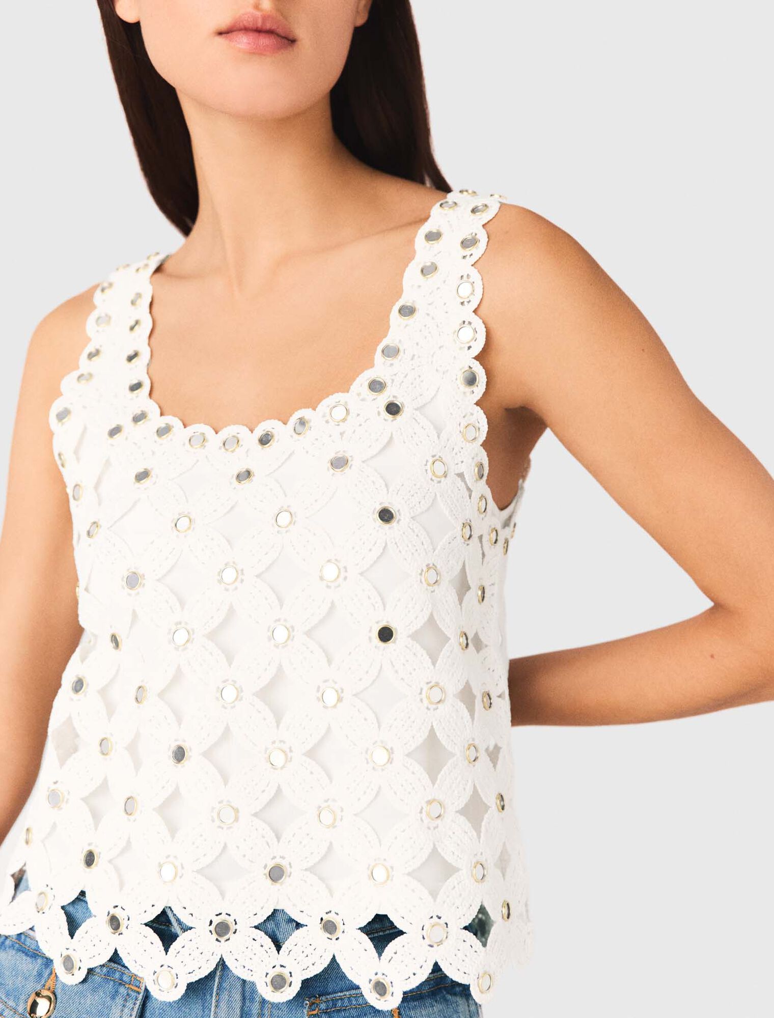 Top in crochet con specchietti