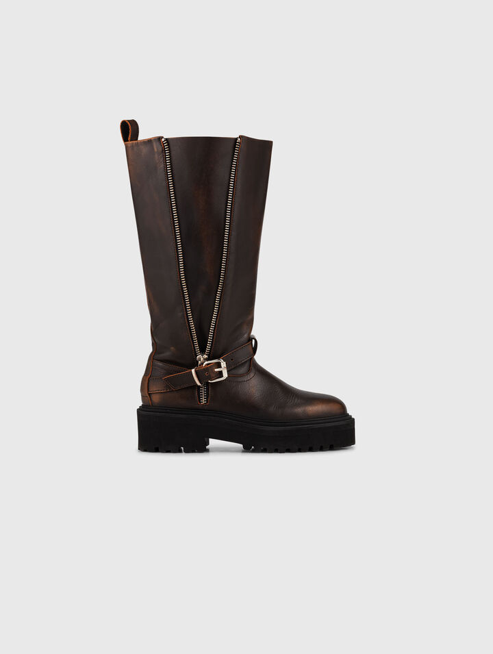 Stivali biker in pelle