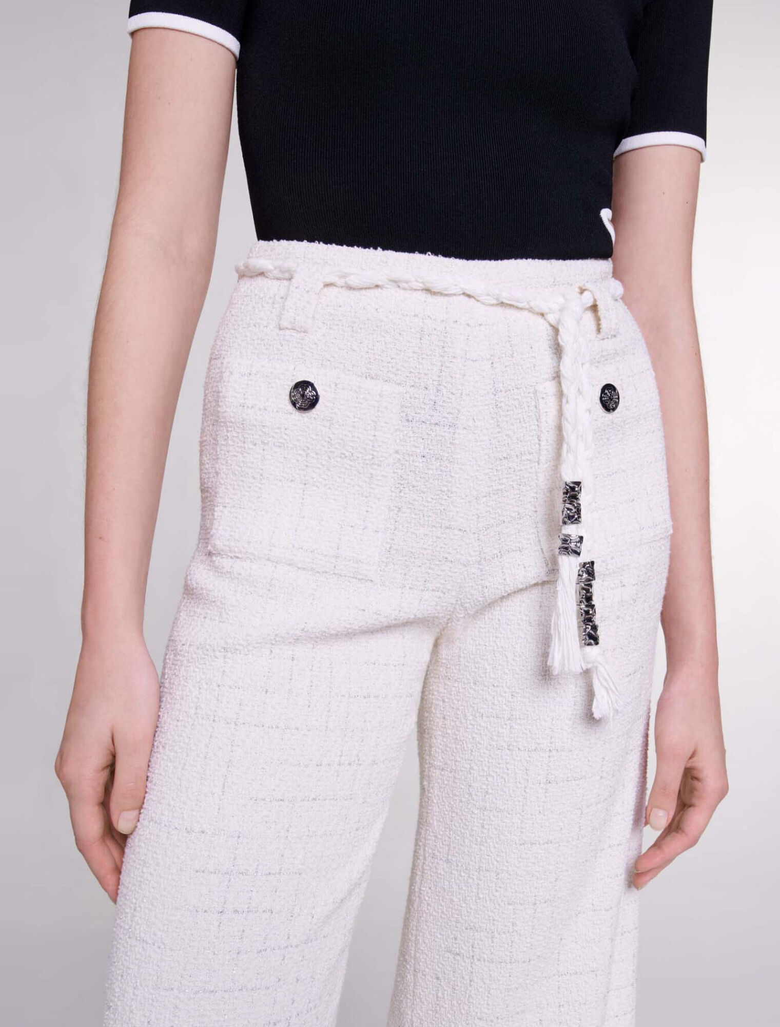 Pantaloni tweed fili metallizzati