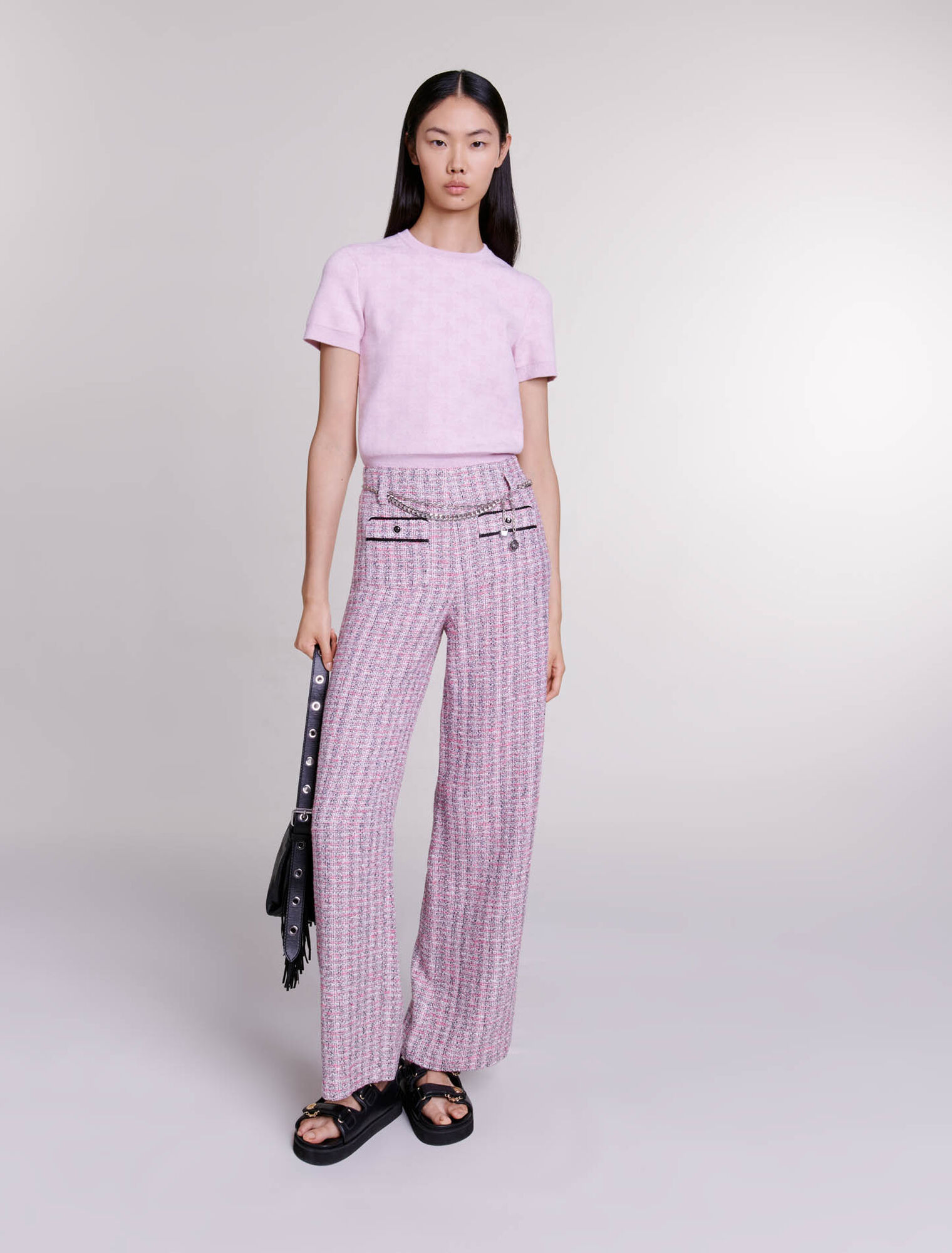 Pantaloni larghi in tweed
