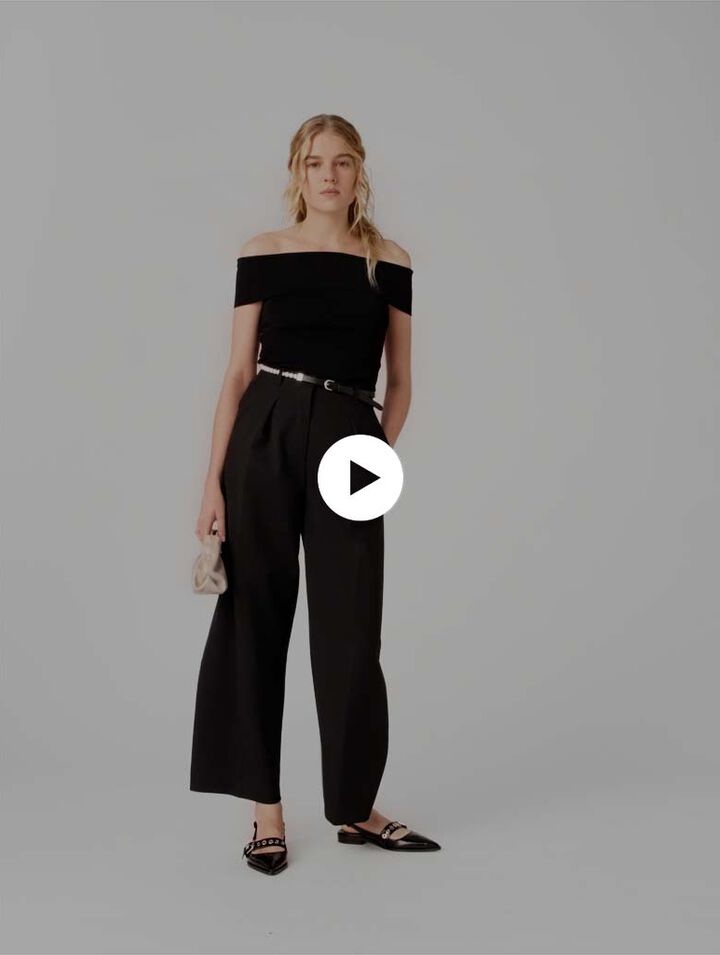 Top scollo bardot in maglia a coste