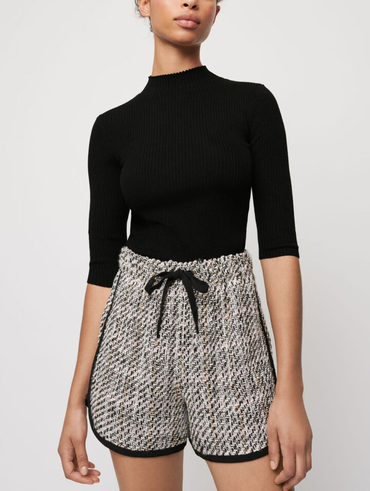 Pantaloncini in tweed a contrasto