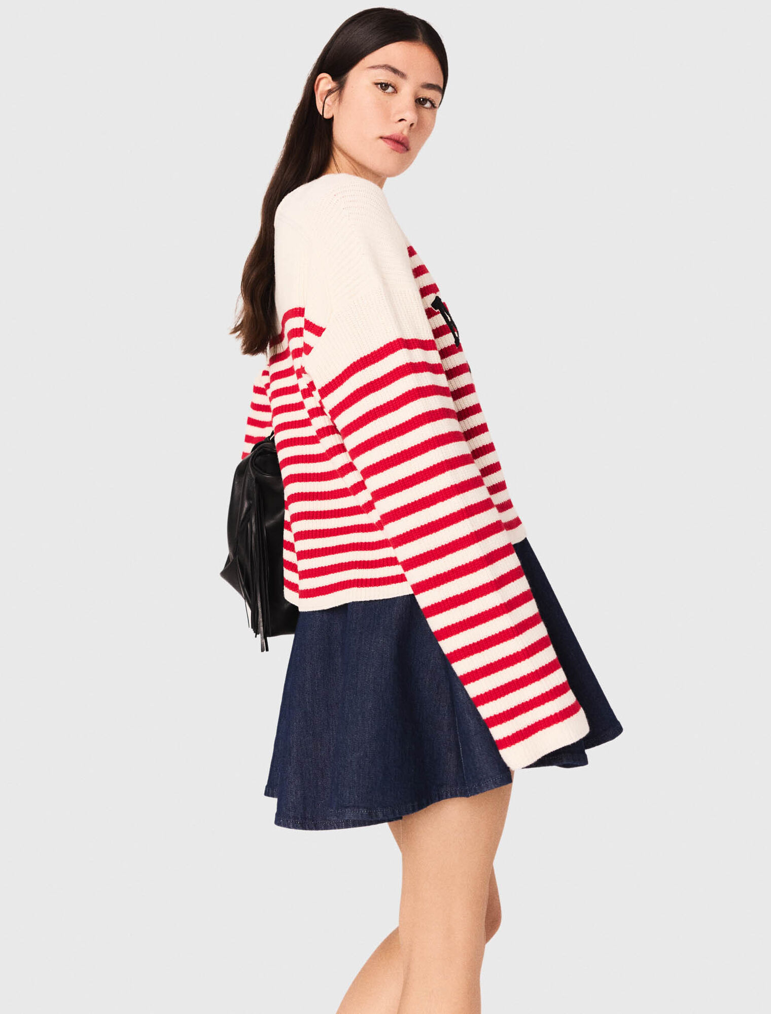 Maglione a righe in maglia a coste