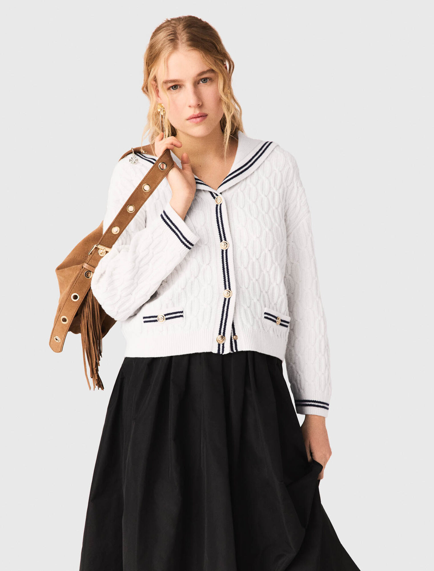 Gonna lunga con vita a contrasto