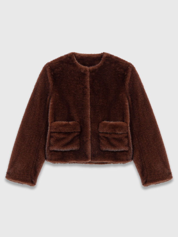 Cappotto corto in ecopelliccia