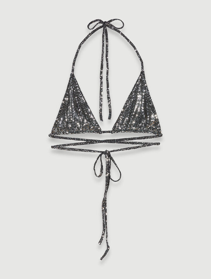 Top a triangolo con glitter