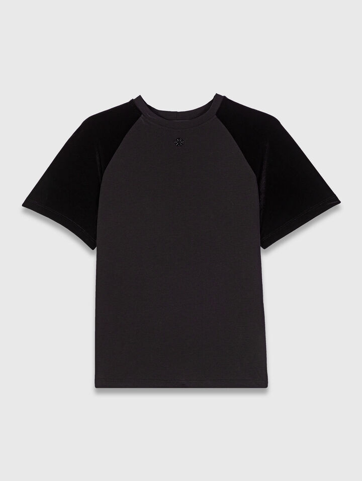 T-shirt con maniche in velluto