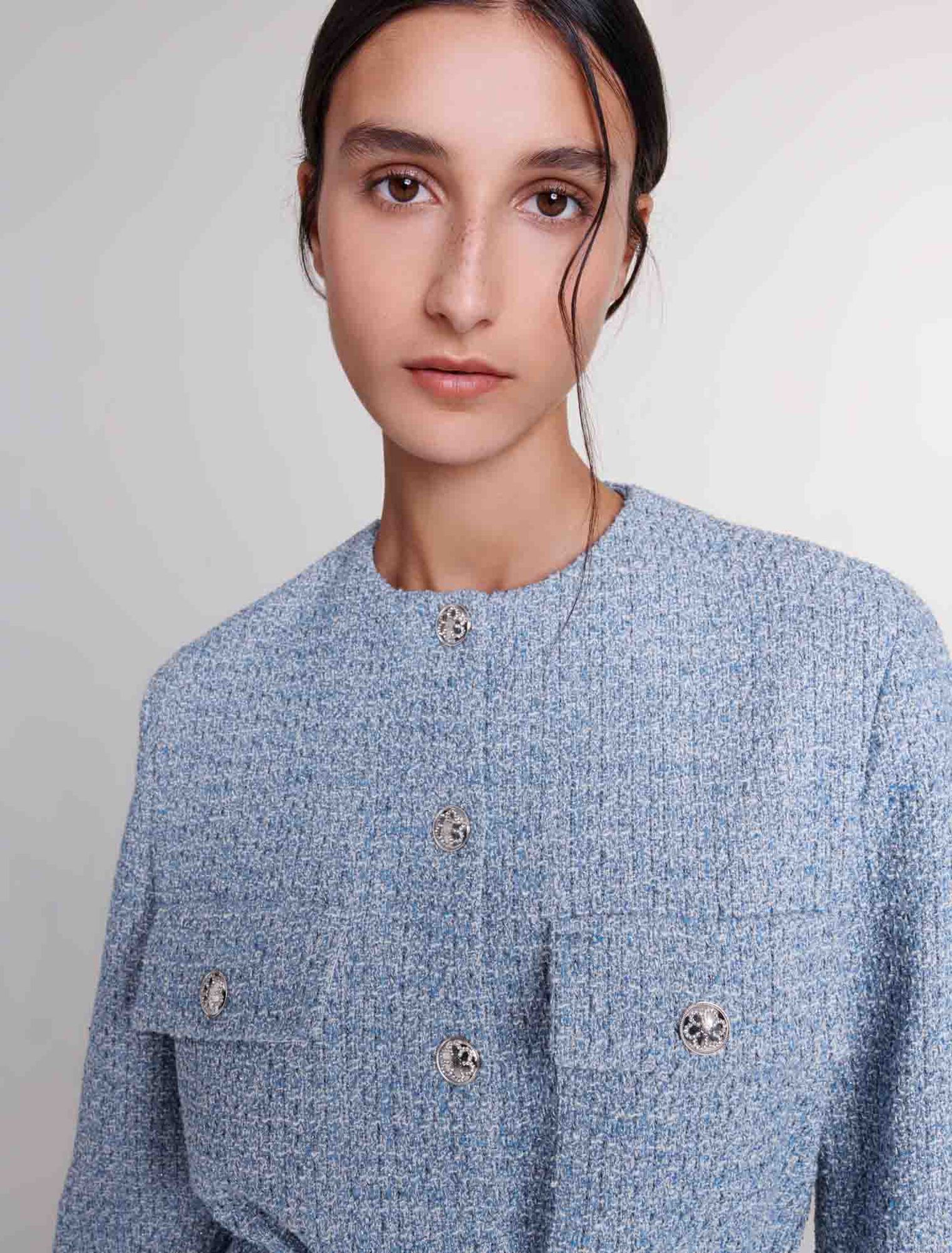 Giacca con cintura in tweed