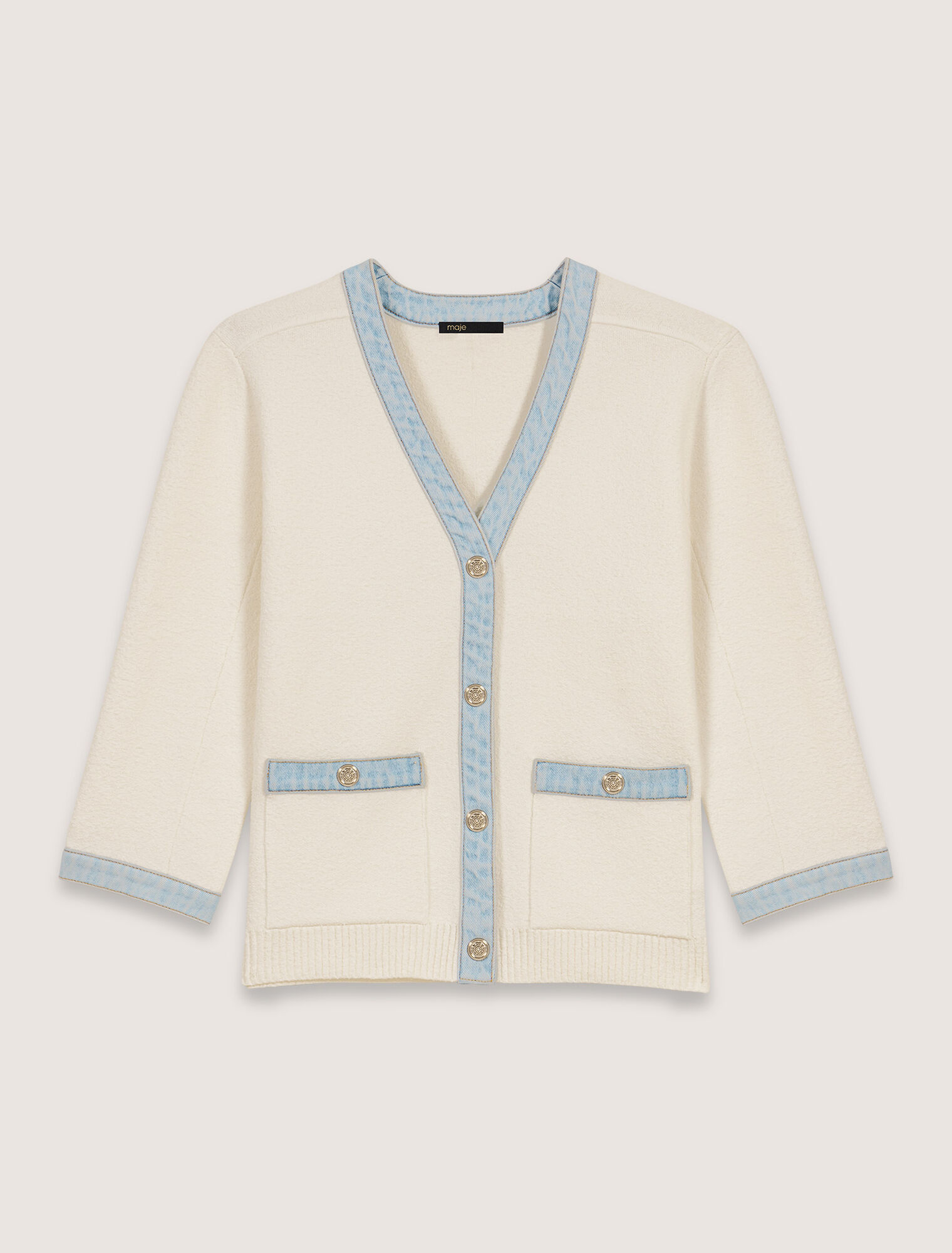 Cardigan lungo con dettagli denim