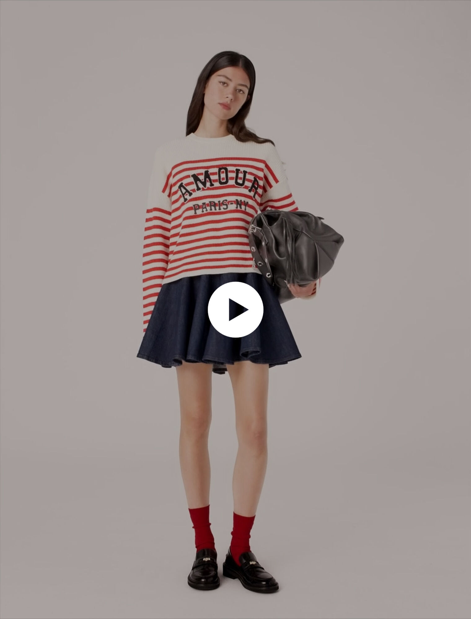 Maglione a righe in maglia a coste