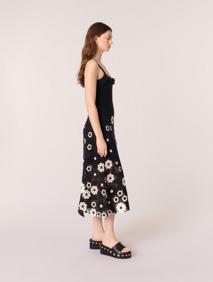 Abito lungo crochet floreale