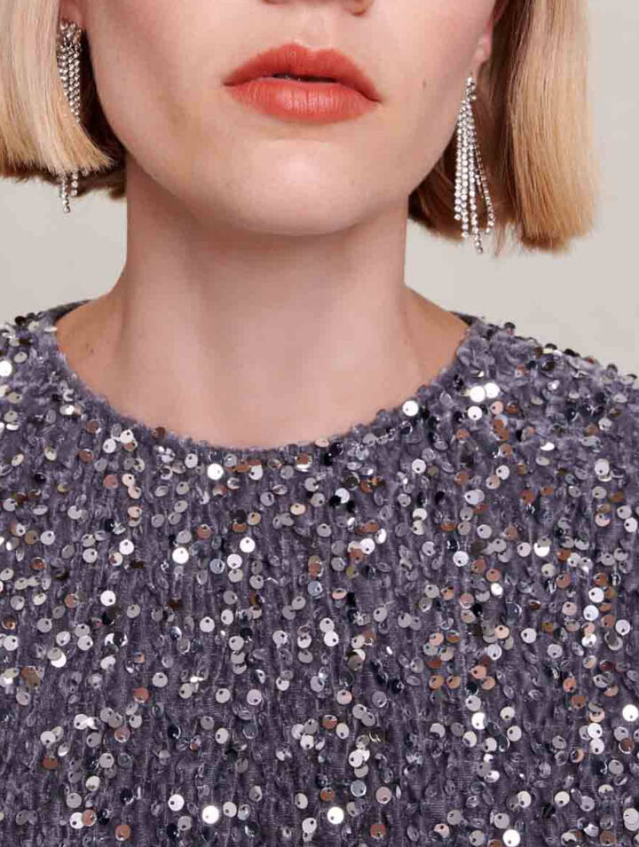 Top in velluto con paillettes