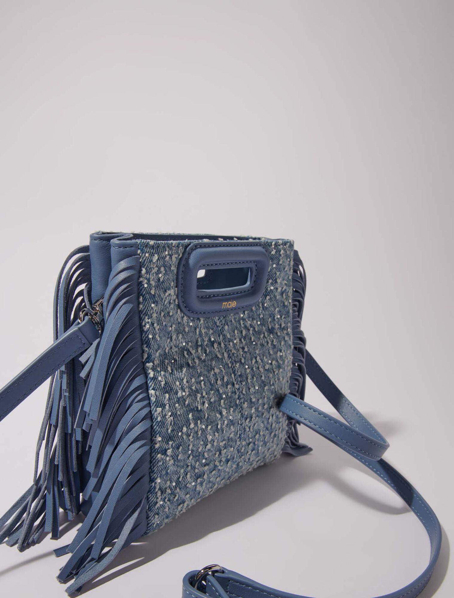 Borsetta M in tela denim e strass