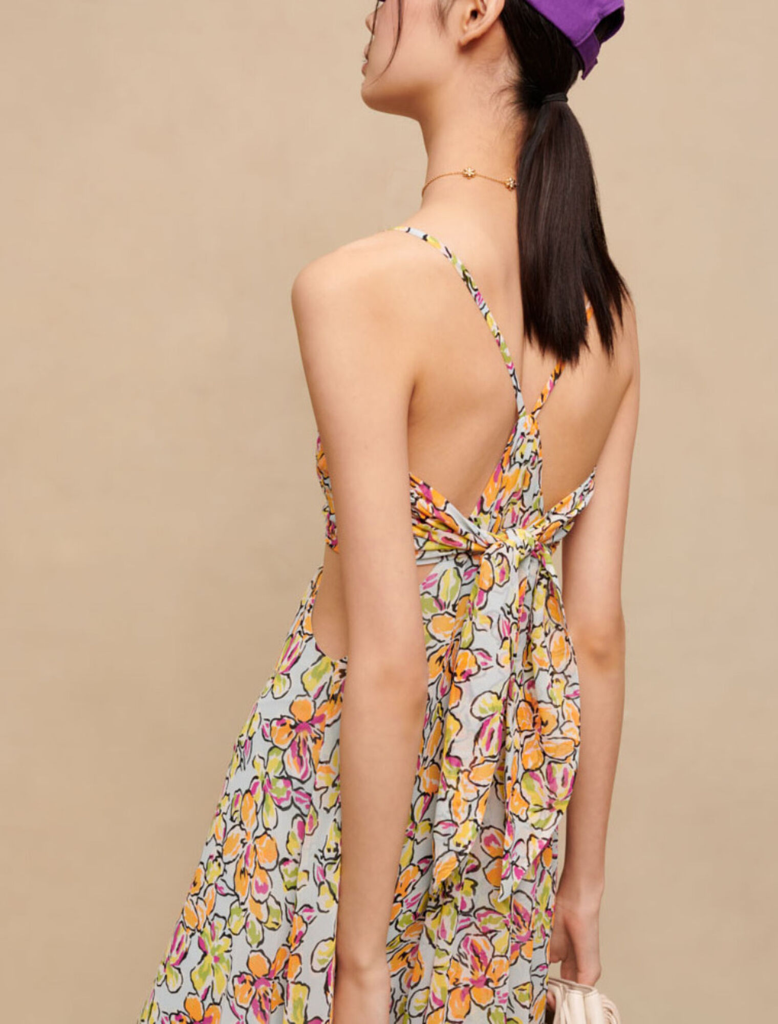 Maxi abito cut-out floreale