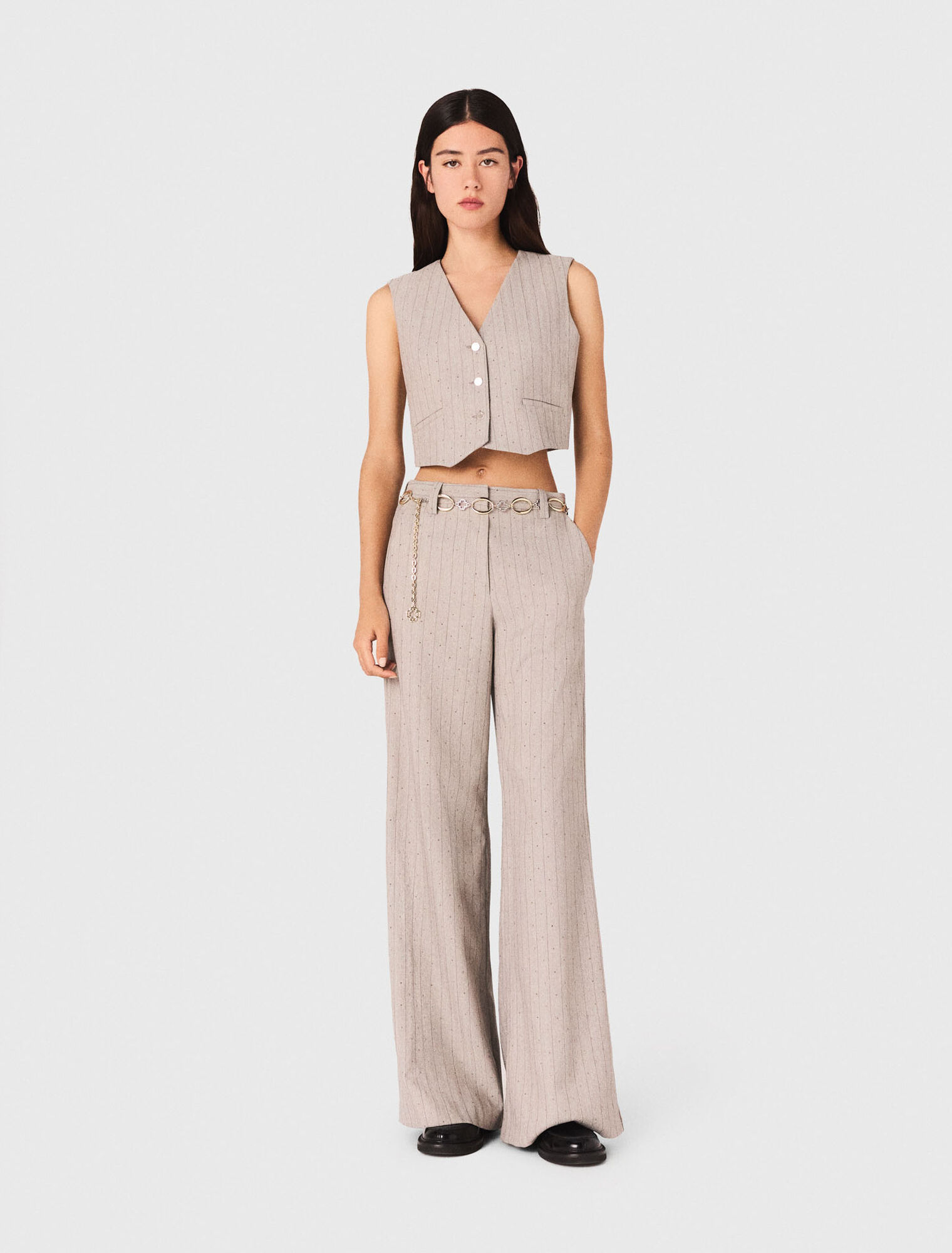 Pantaloni da tailleur con strass