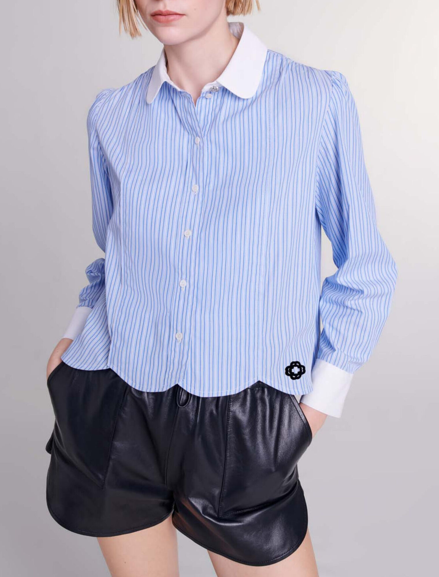 Camicia a righe a contrasto