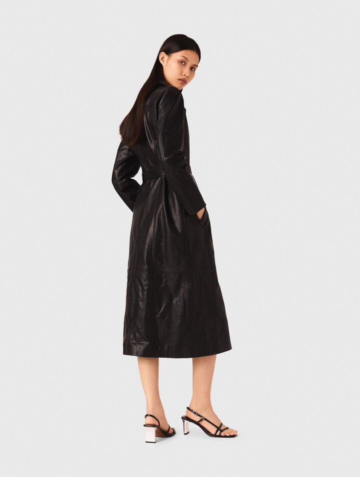 Trench lungo in pelle