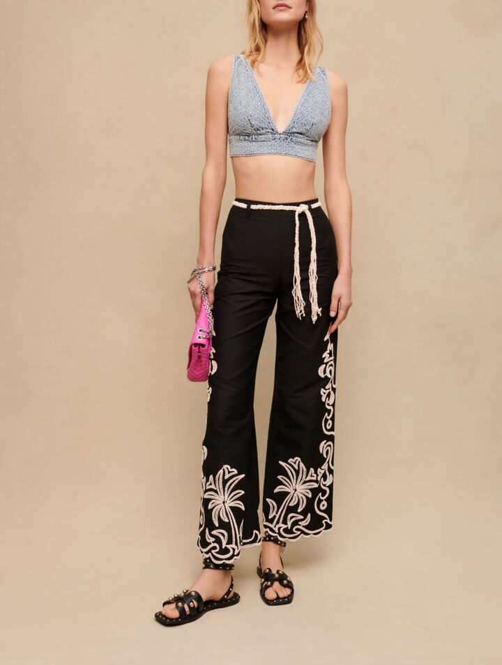 Brassière in denim con strass