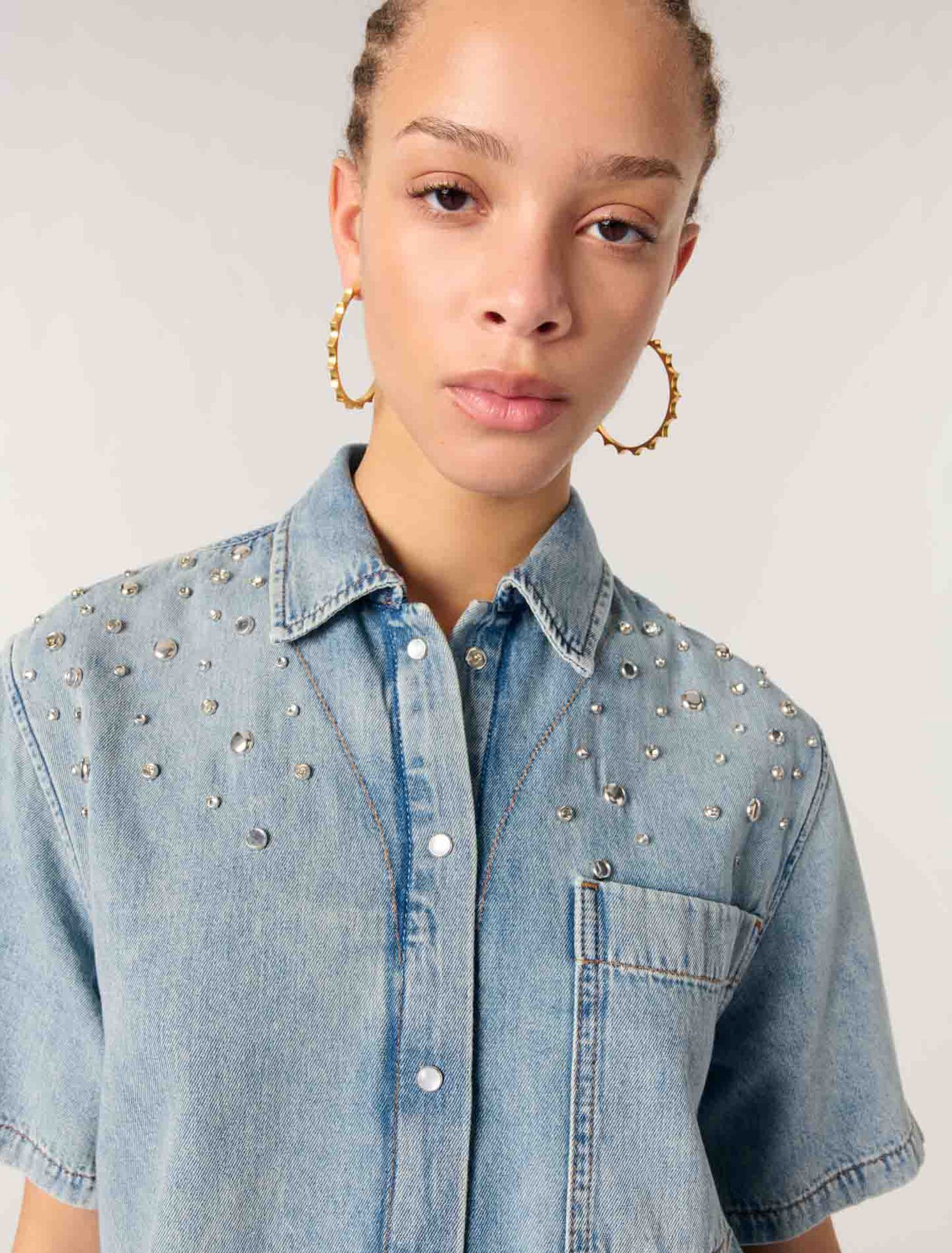 Camicia in denim con borchie