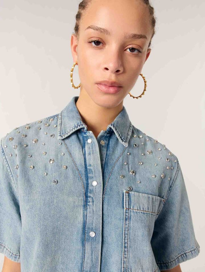 Camicia in denim con borchie