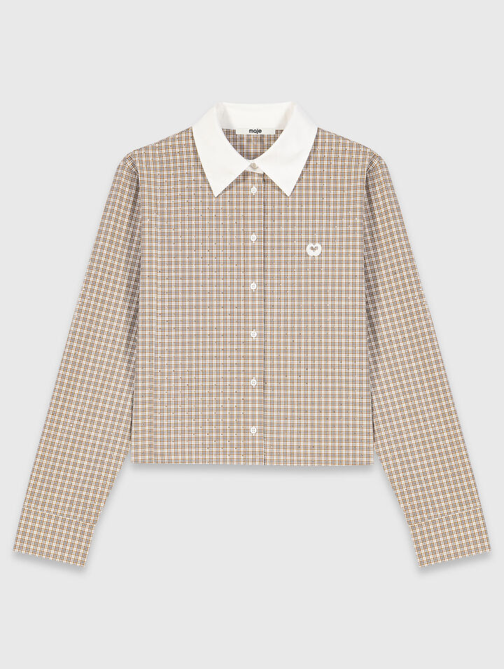 Camicia corta a quadri glitterata