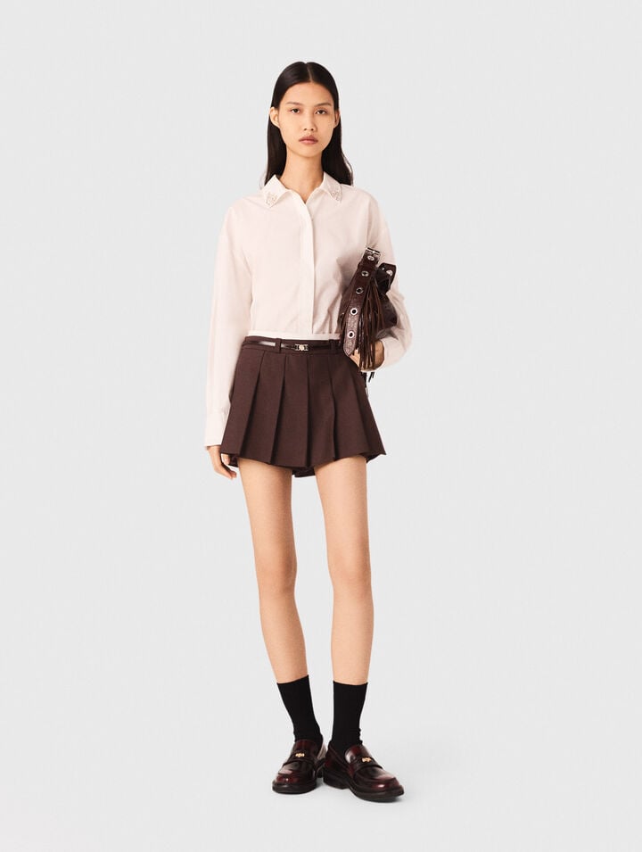 Shorts trompe l'œil plissettati