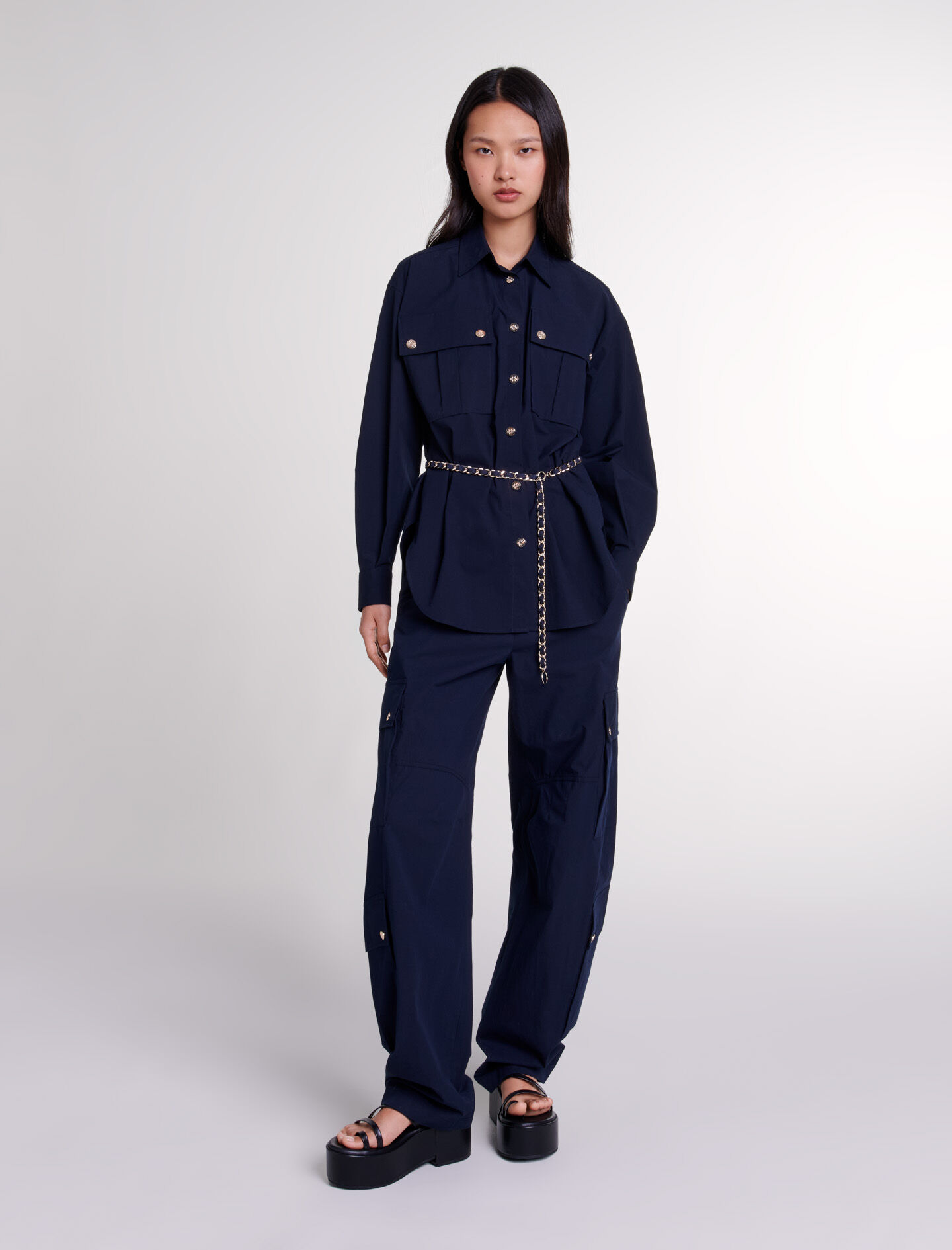 Camicia lunga con cintura Camicie Maje