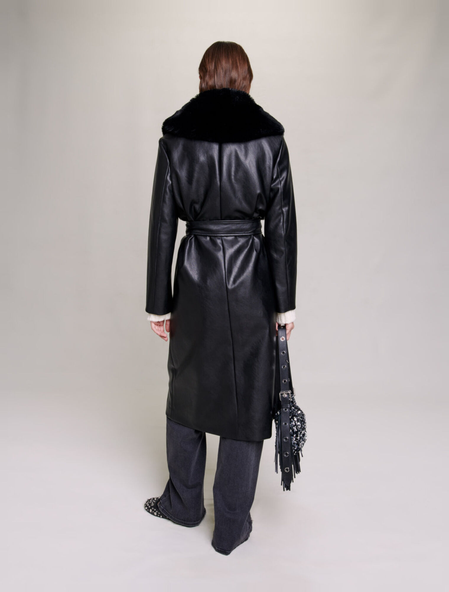 Cappotto lungo effetto pelle
