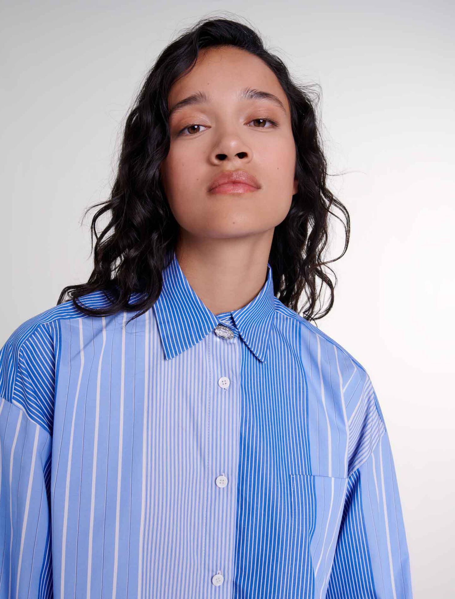 Camicia patchwork a righe 