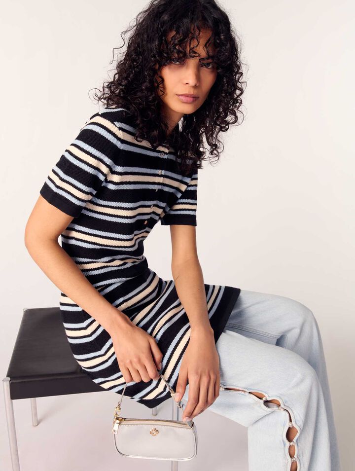 Abito a polo in maglia a righe
