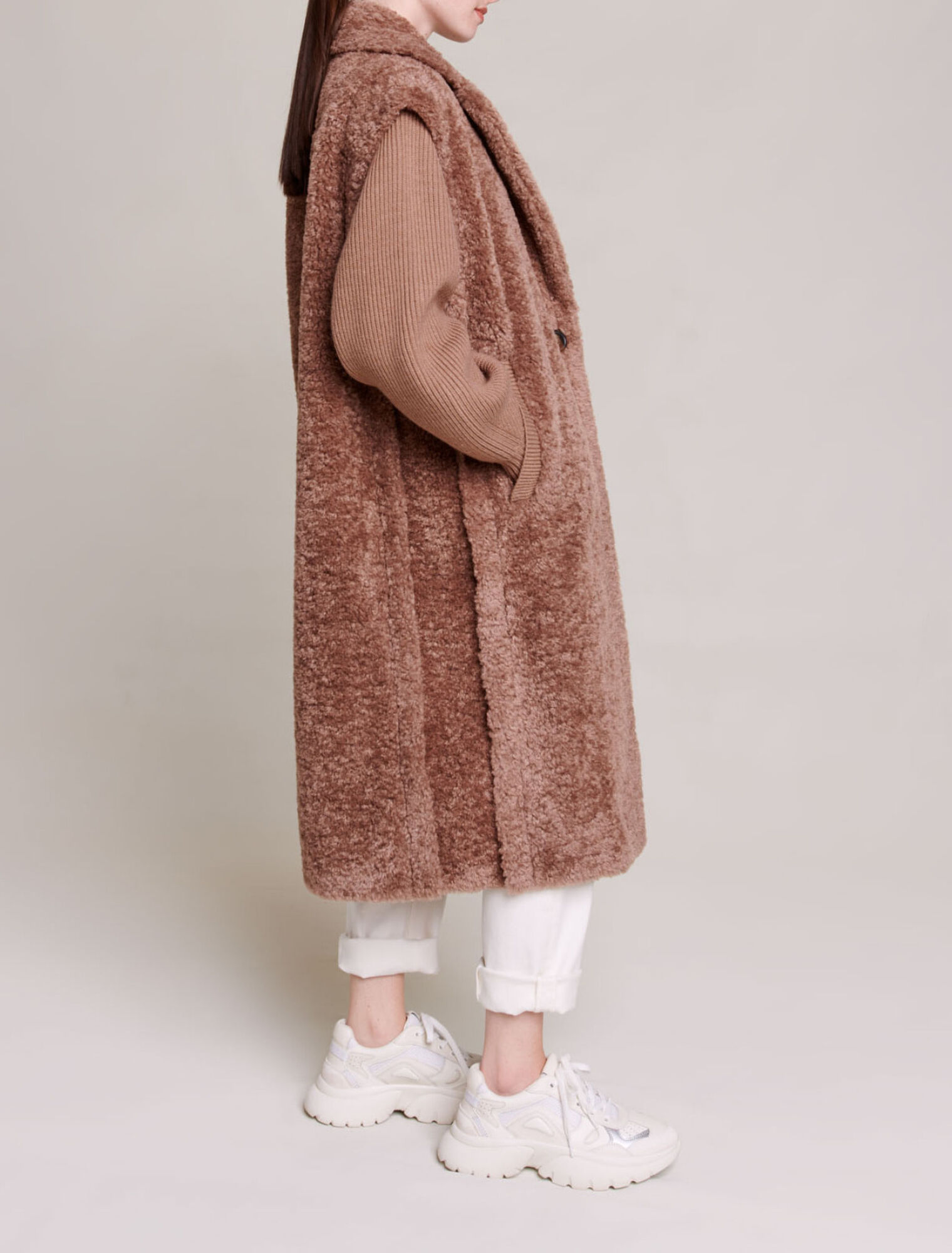 Cappotto lungo in ecopelliccia