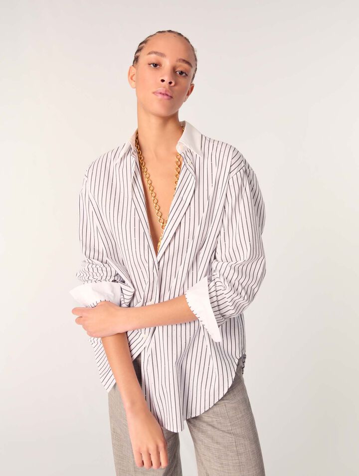 Camicia a righe glitterata