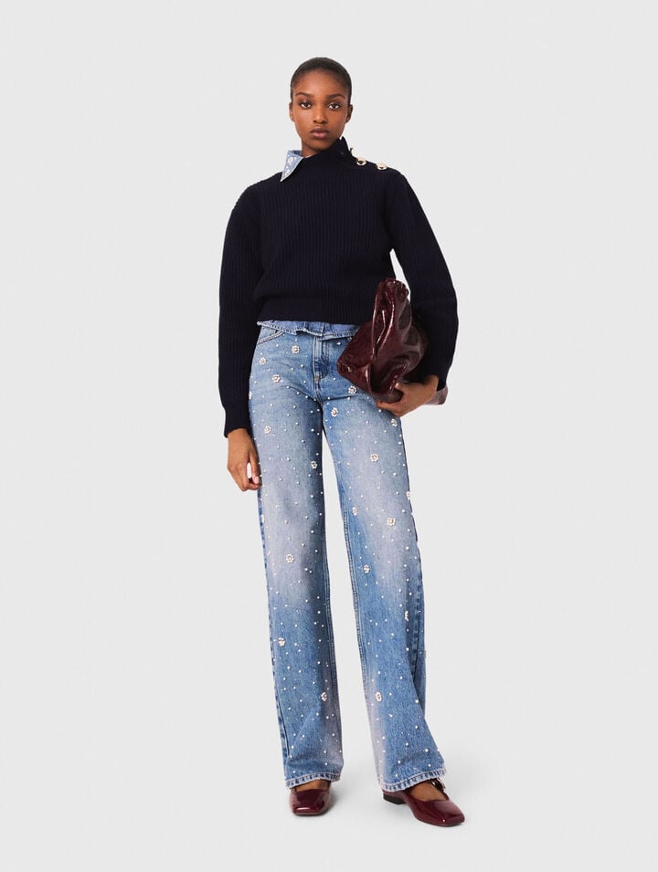 Jeans larghi ricamati