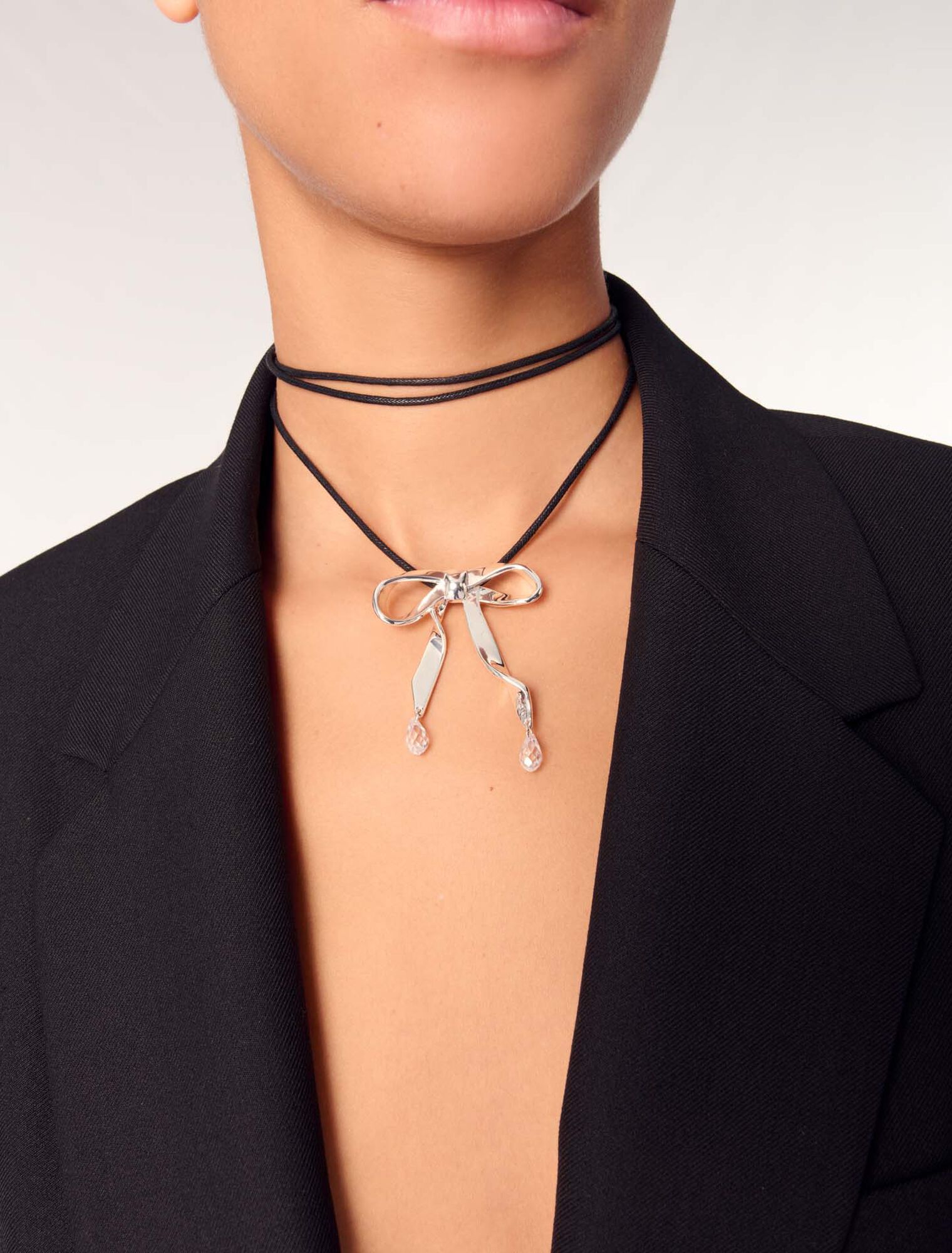Collana fiocco argentato da legare