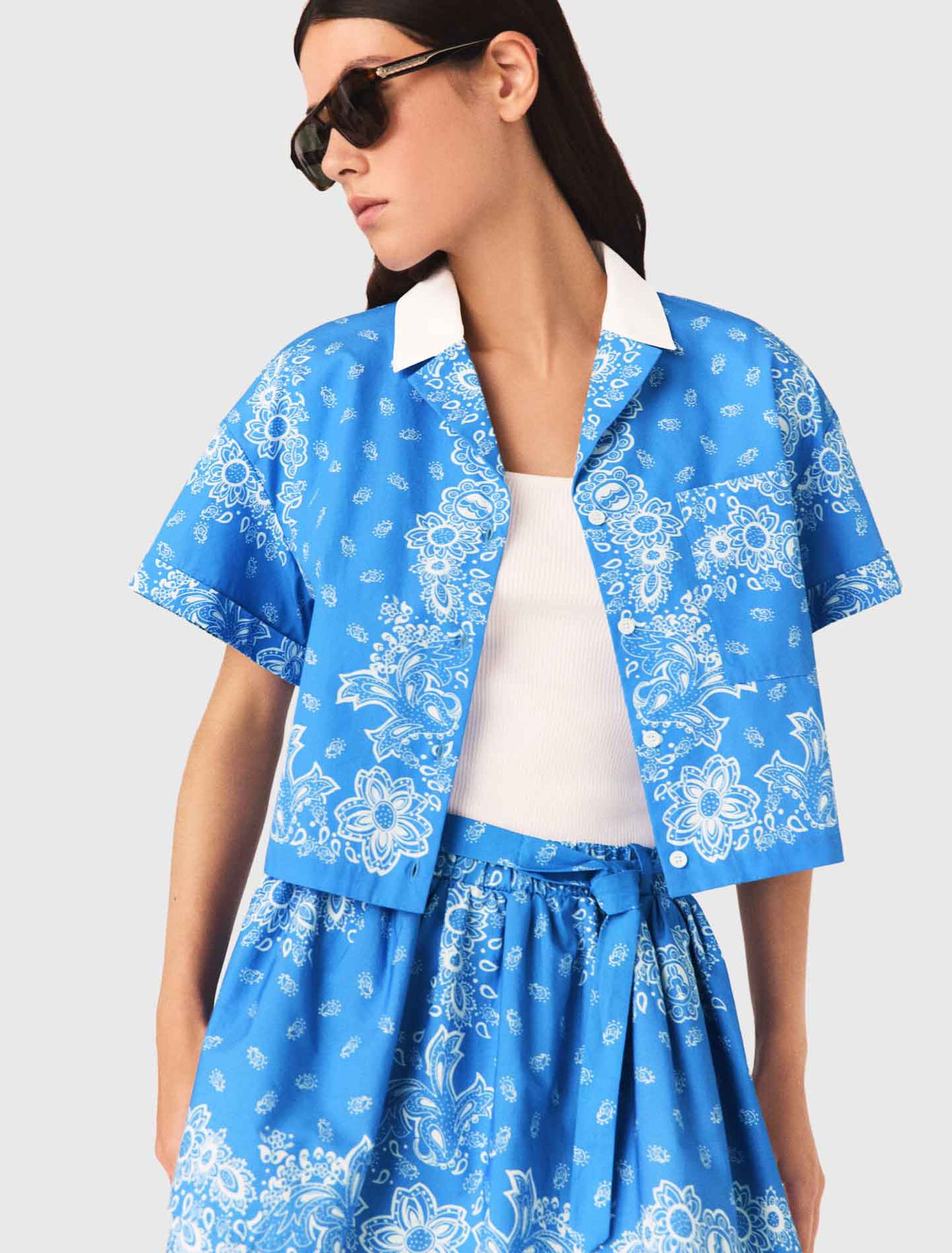 Camicia stampa colletto a contrasto