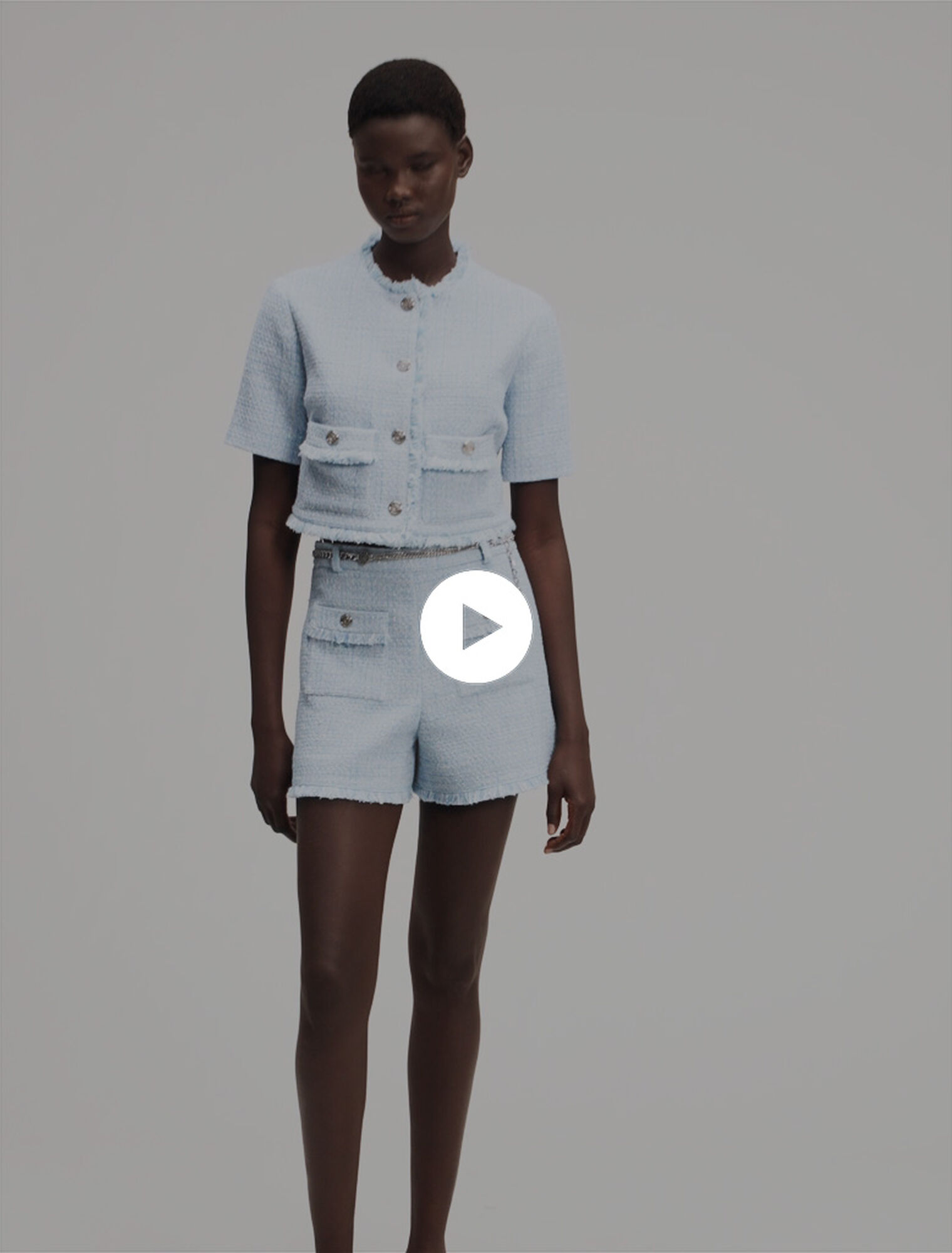 Shorts in tweed con cintura