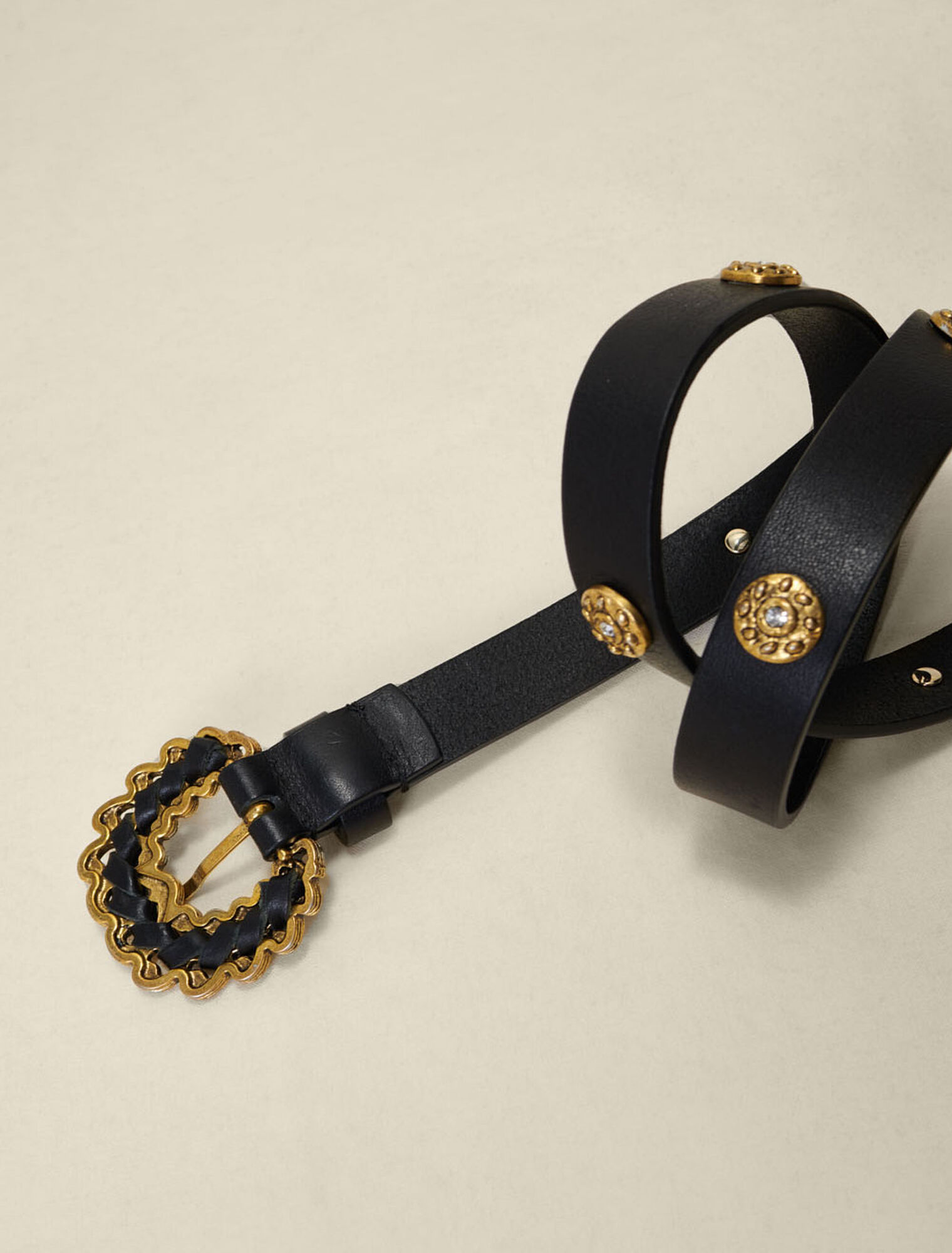 Cintura in pelle con strass