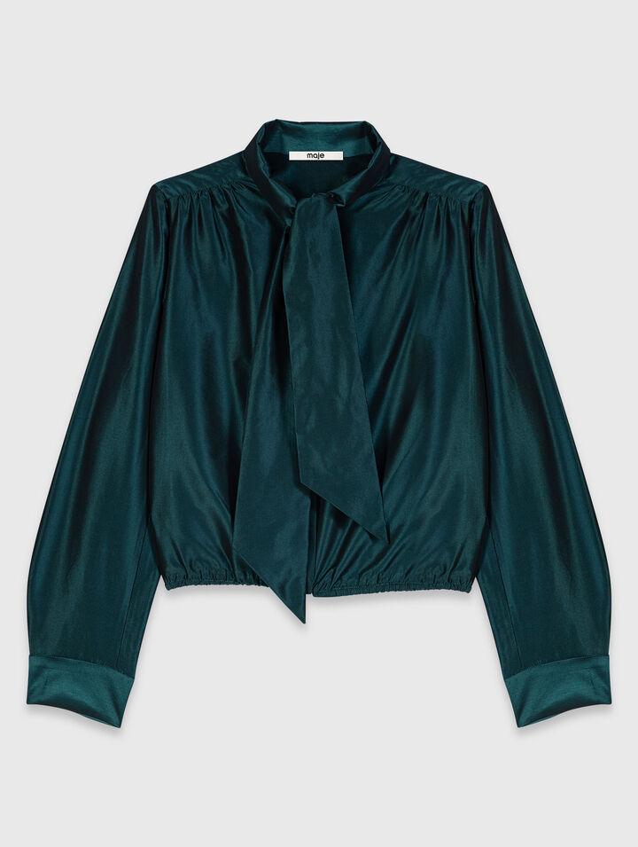 Camicia in raso con fiocco