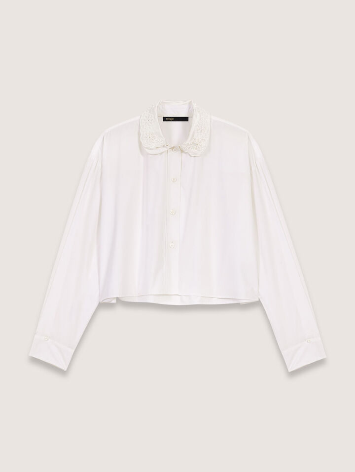 Camicia corta con colletto ricamato 
