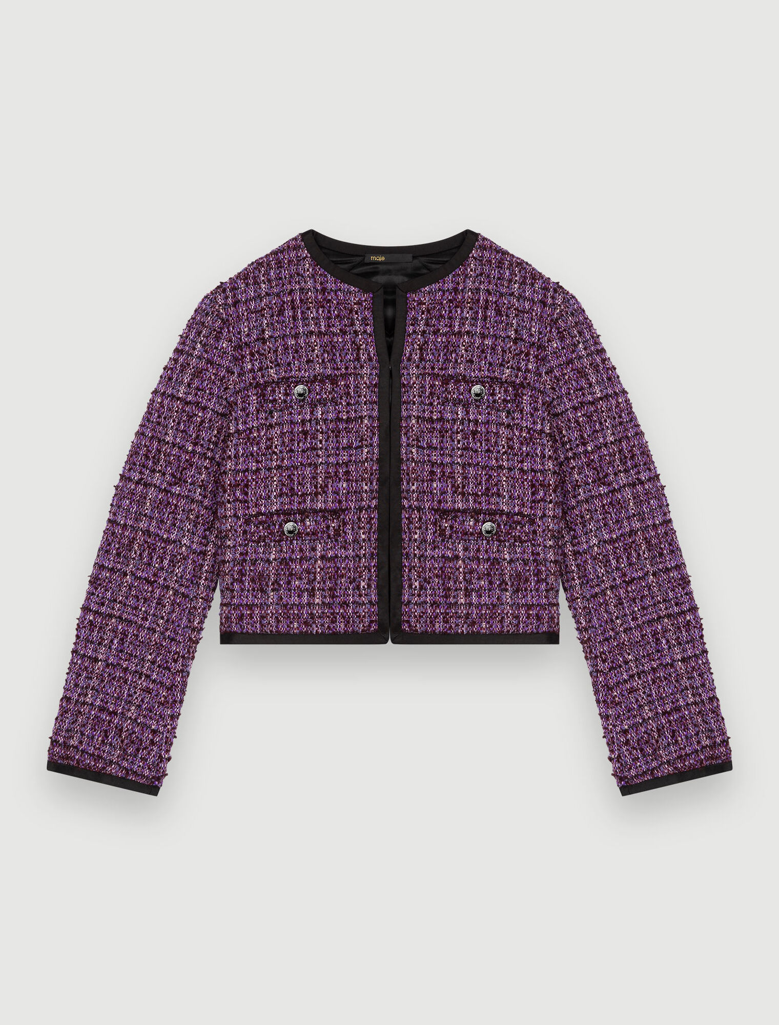 Giacca in tweed trapuntato viola